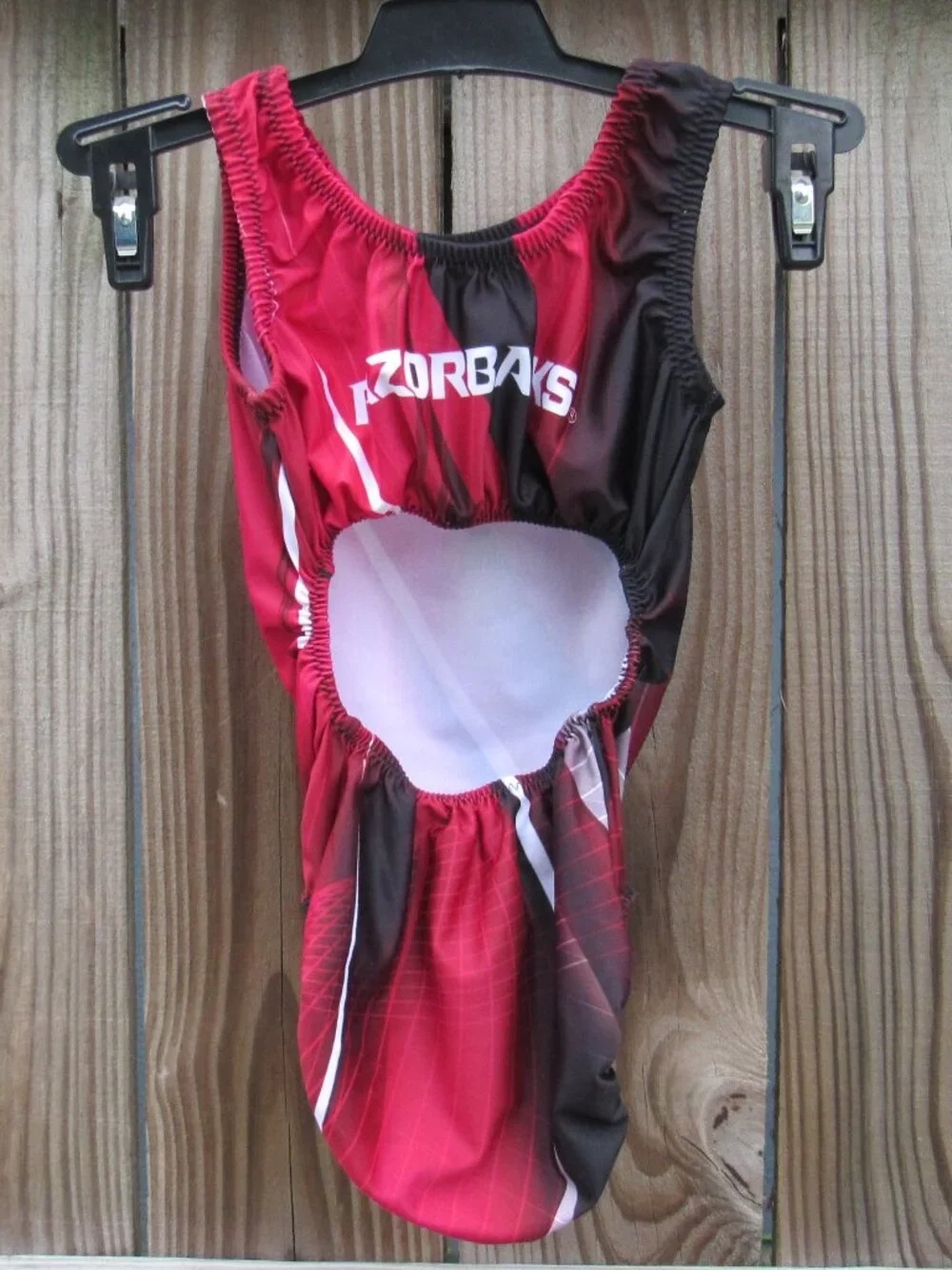 University of Arkansas Razorbacks Youth Red Black White Gymnastic Foxy's Leotard
